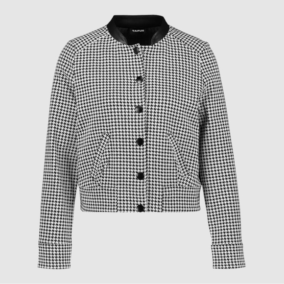 Taifun Black and White Herringbone Bomber Jacket 34 - Picture 2 of 5